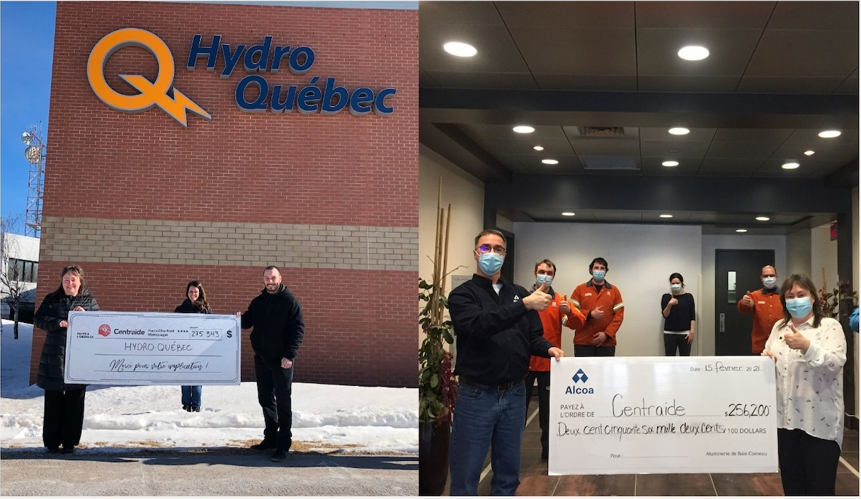 Merci à nos deux grands donateurs Alcoa et Hydro-Québec, pour la campagne 2020-2021